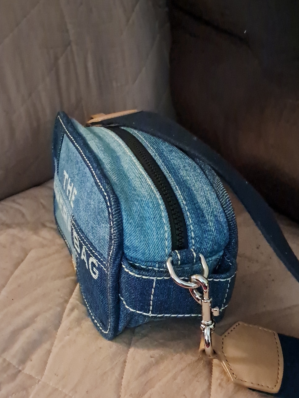 Marc Jacobs Denim 'The Camera Bag' with Tan Leather Accents - Picture 2 of 7